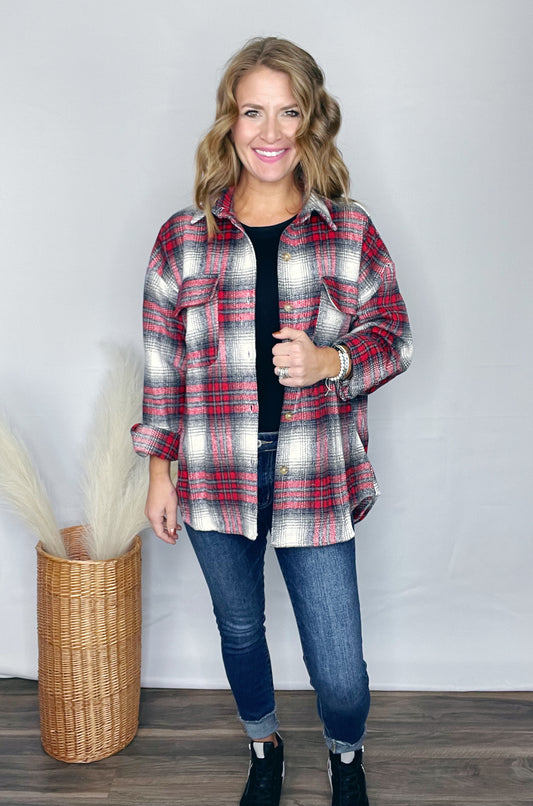 OVERSIZED PLAID SHIRT JACKET