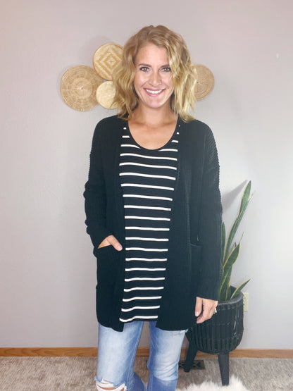 WAFFLE OPEN CARDIGAN