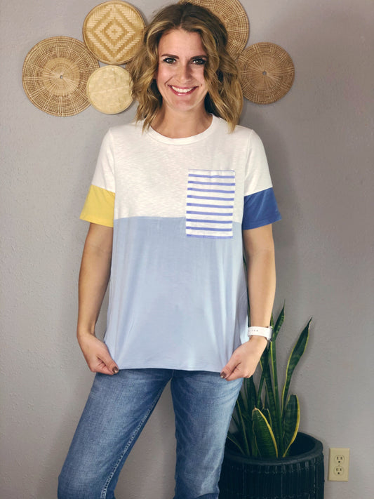 SHORT SLEEVE COLOR BLOCK TEE