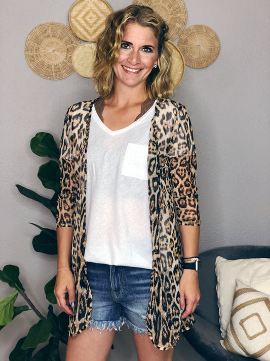 LEOPARD MESH KIMONO