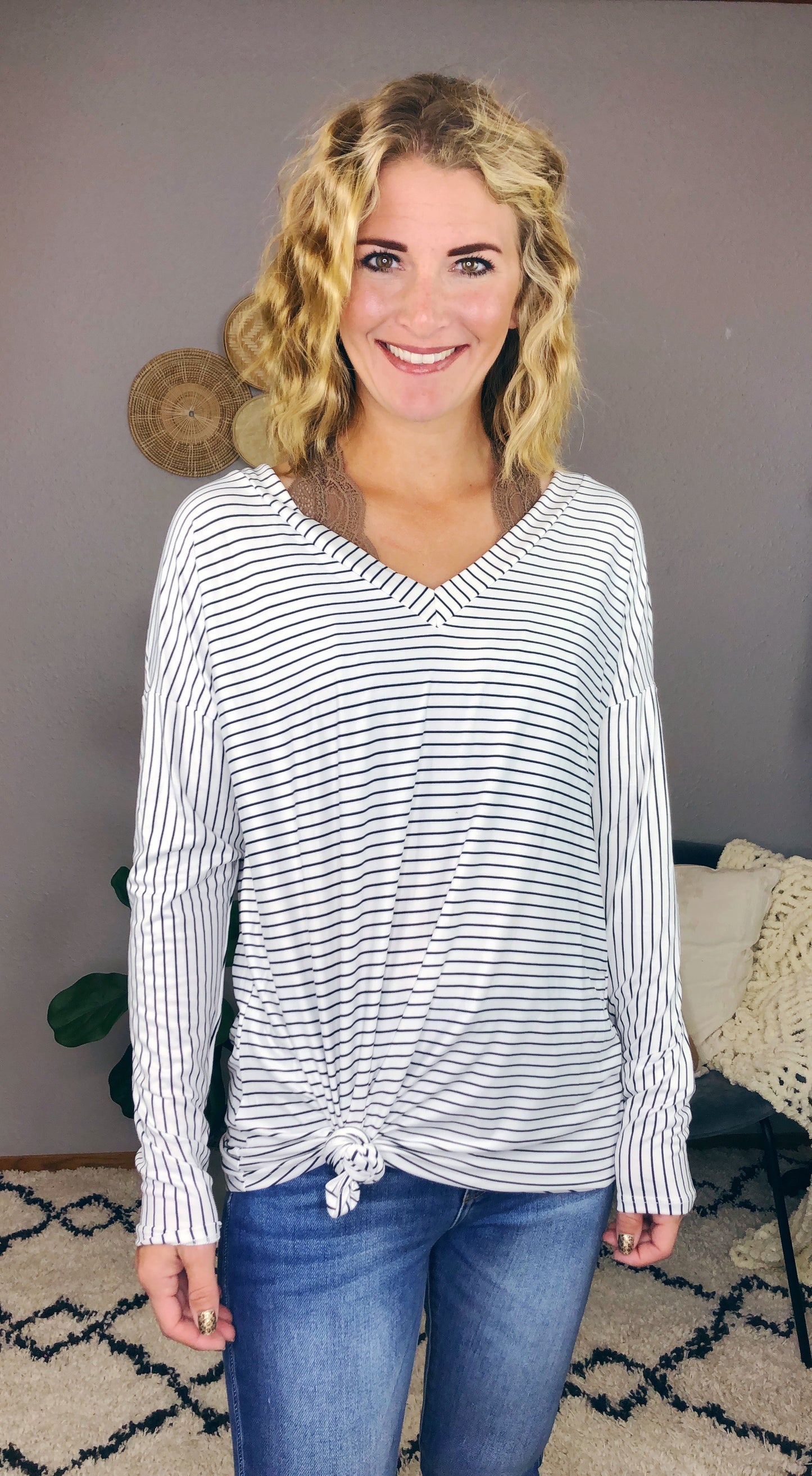 STRIPED V FRONT AND BACK TOP