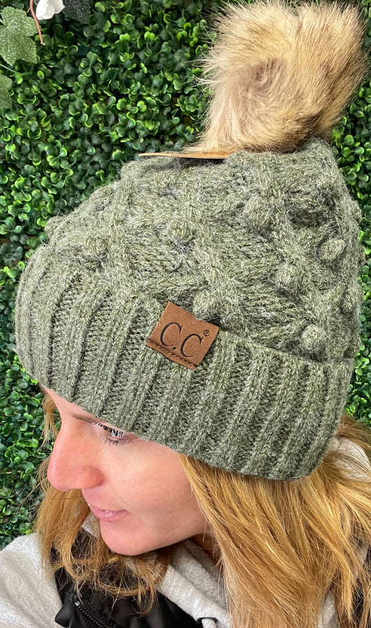 C.C. BOBBLE BEANIE HAT