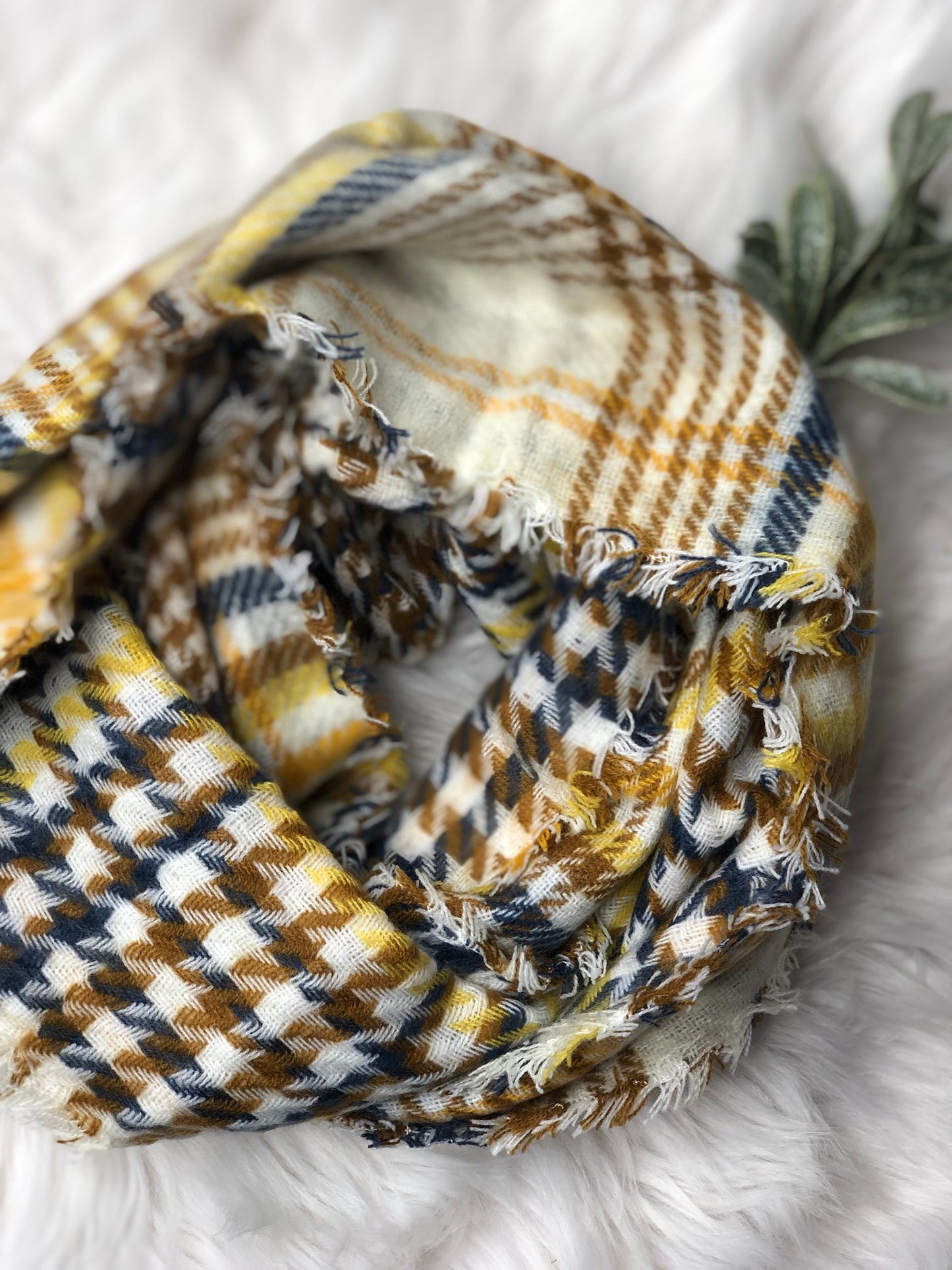 MUSTARD PLAID INFINITY SCARF