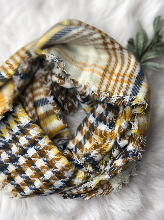 MUSTARD PLAID INFINITY SCARF