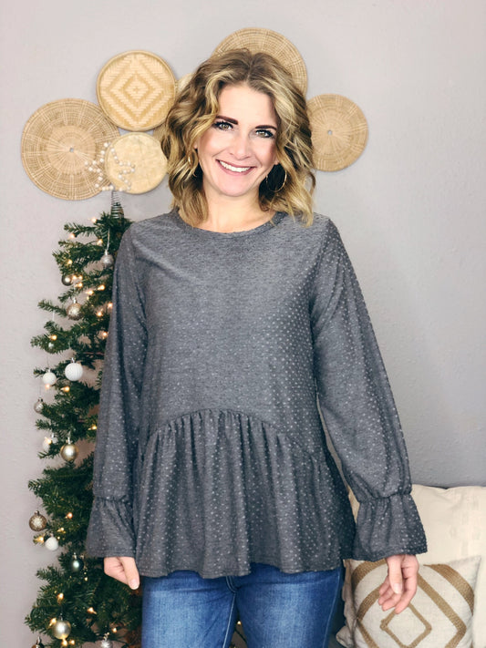 POLKA DOT KNIT BABY DOLL TOP