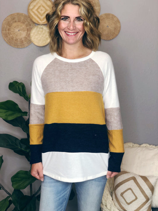 NAVY COLOR BLOCK TOP