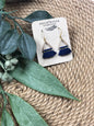 BLUE FRINGE TRIANGLE EARRINGS
