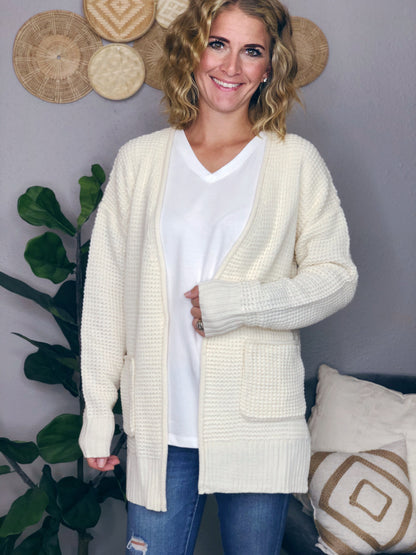 WAFFLE CARDIGAN W/ POCKET
