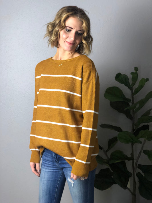 STRIPED MUSTARD SWEATER