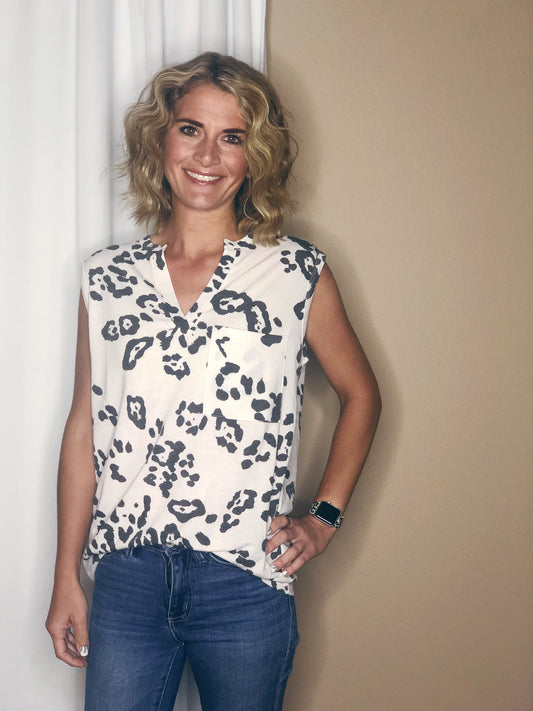 LEOPARD TANK W/ POCKET