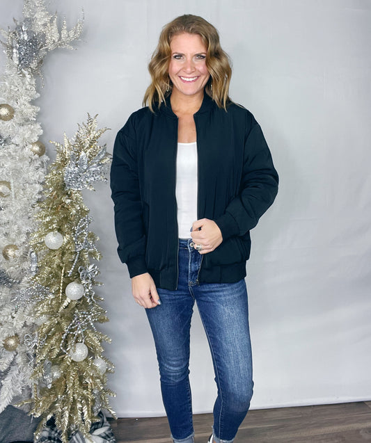 DROP SHOULDER BOMBER JACKET