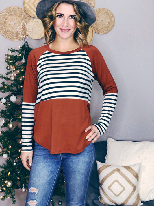 RUST+STRIPE TOP