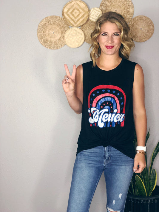 ‘MERICA RAINBOW GRAPHIC TANK