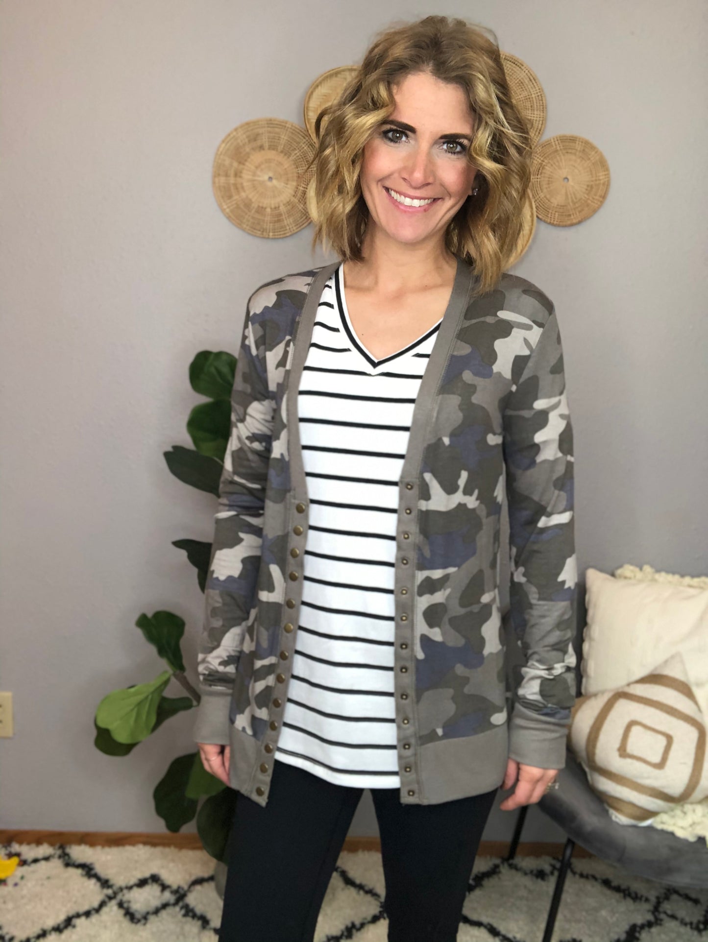 CAMO SNAP CARDIGAN