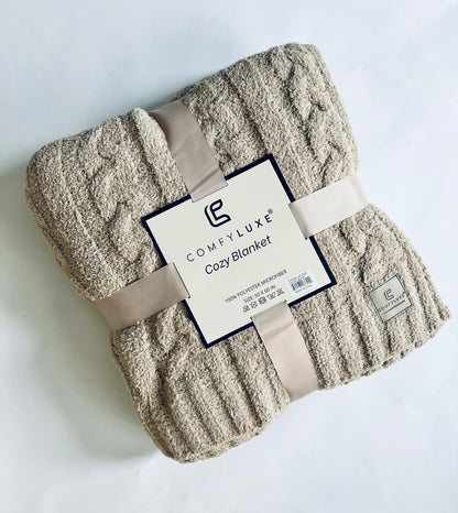 BRAIDED CABLE KNIT SOFT THROW BLANKET