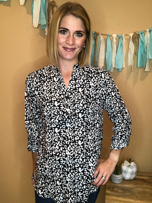 LEOPARD PRINT SHEER TOP