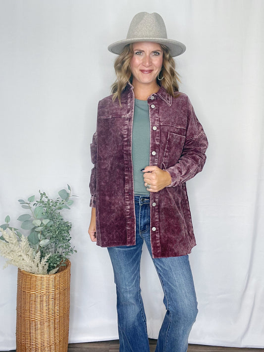 OVERSIZED VINTAGE WASHED CORDUROY SHACKET