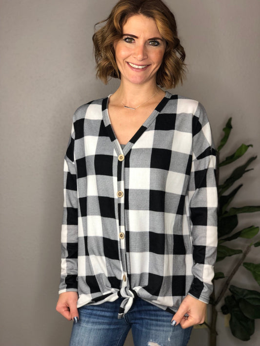 BUTTON FRONT PLAID