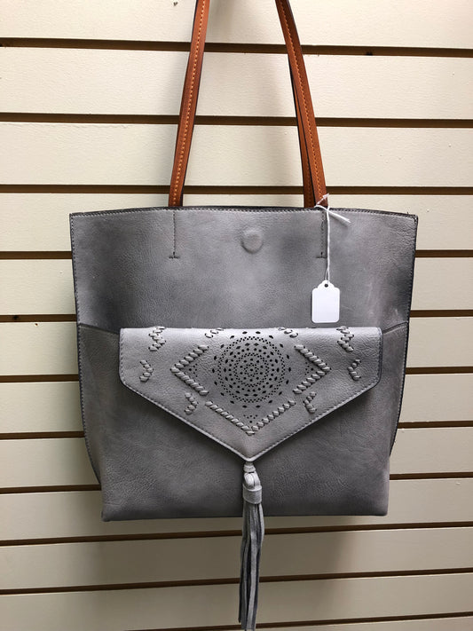 GREY TOTE W/ CLUTCH