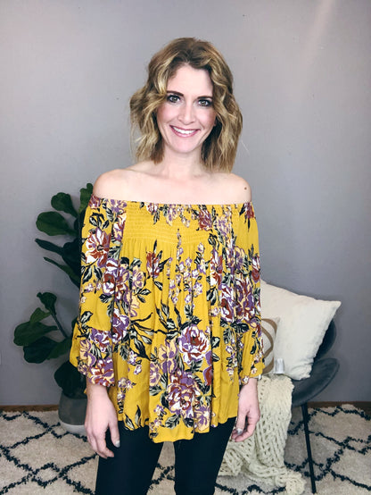 MUSTARD FLORAL TOP