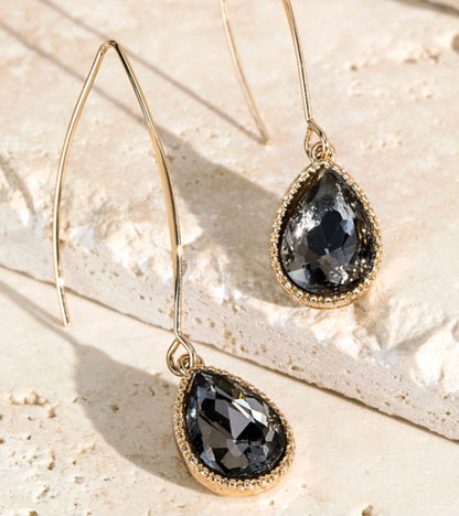 METAL TEAR DROP FISH HOOK EARRINGS