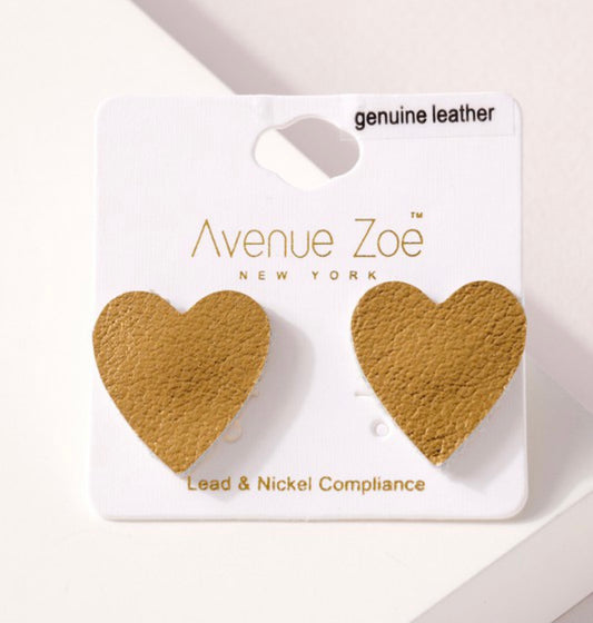 LEATHER HEART EARRING