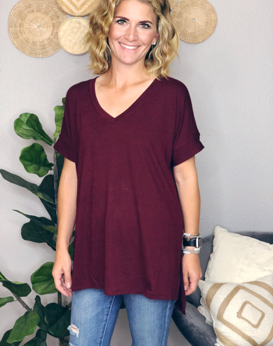CAP SLEEVE BASICV-NECK TEE