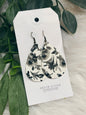 GREY FLORAL LEATHER EARRING