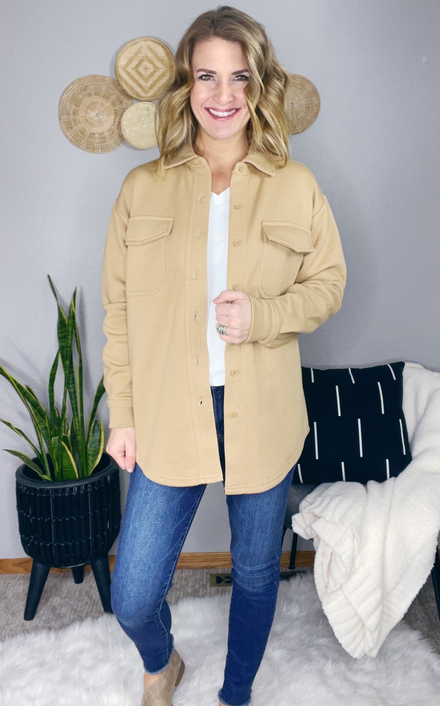 SWEATSHIRT MATERIAL SHACKET