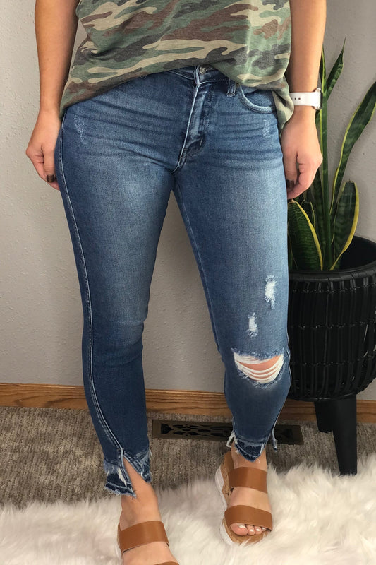 HIGH RISE HEM DETAIL ANKLE SKINNY KANCAN