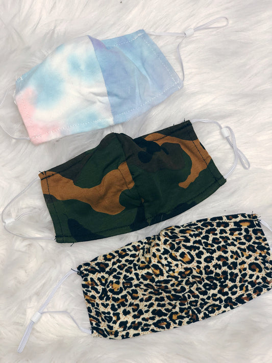 KIDS MASKS {Camo, Tie dye, leopard}