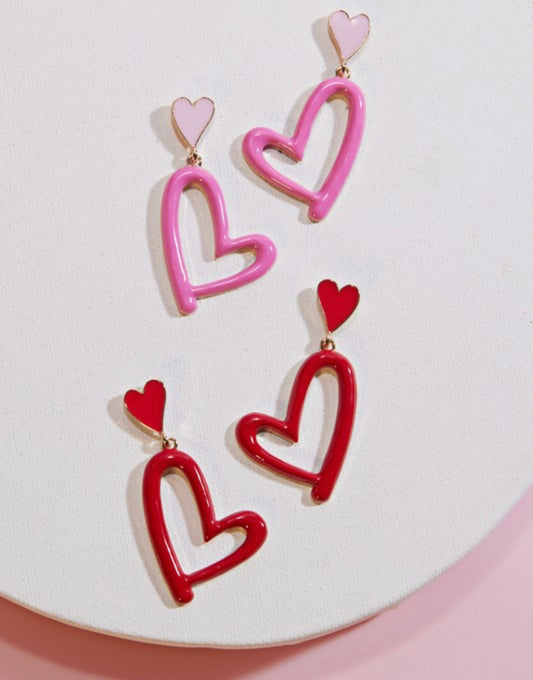 ENAMEL HEART CHARM POST EARRING