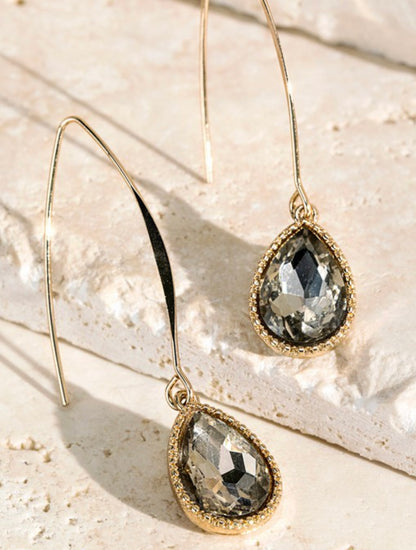 METAL TEAR DROP FISH HOOK EARRINGS
