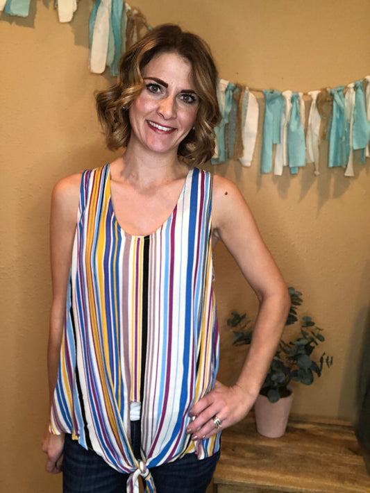 V-NECK STRIPED TANK