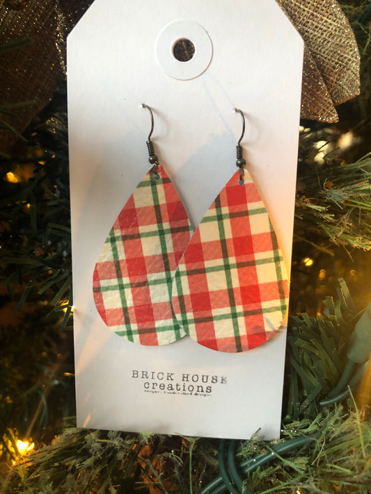 PLAID LEATHER EARRINGS