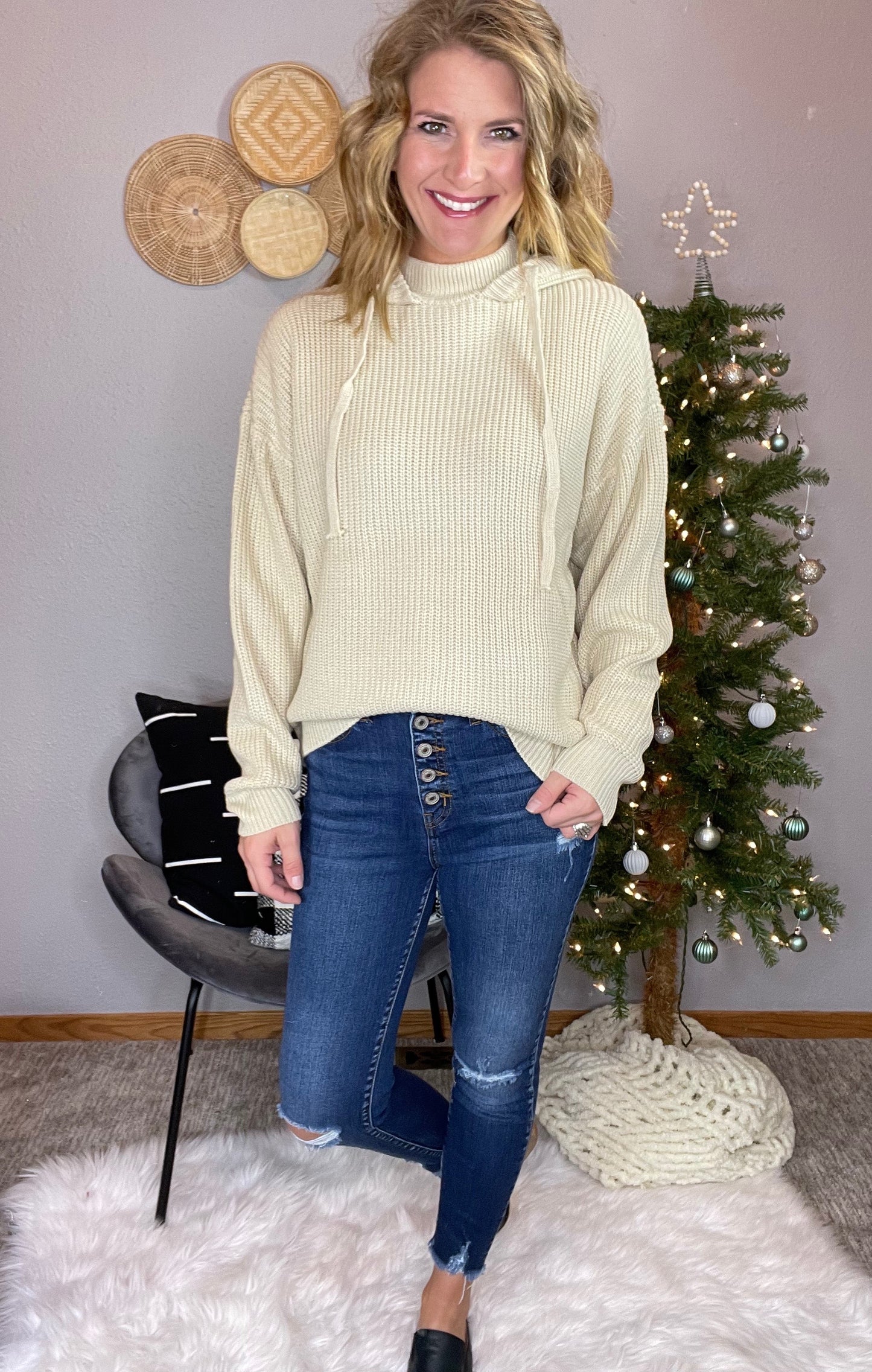 OATMEAL WOVEN HOODIE