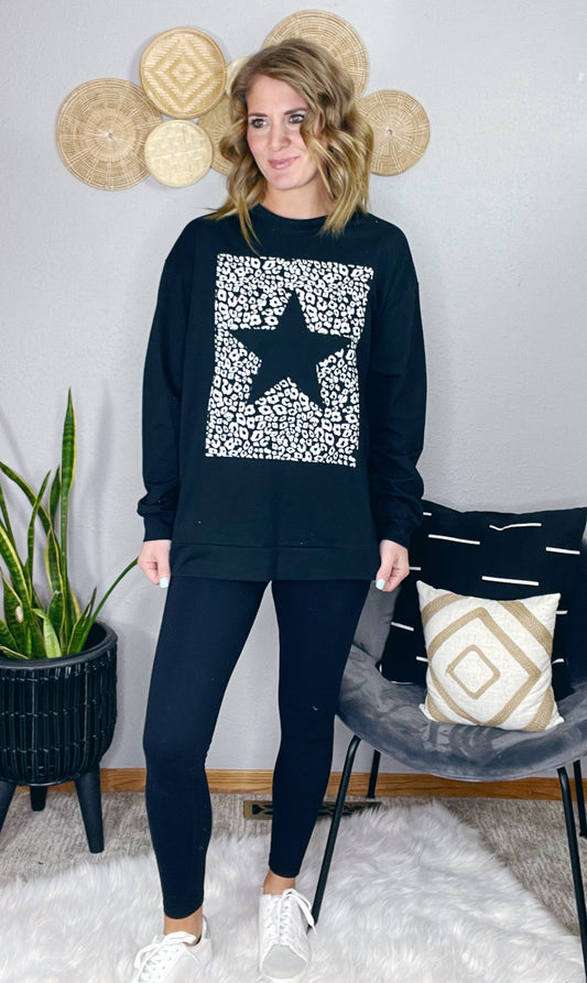 STAR ANIMAL PRINT SWEATER