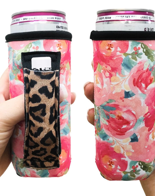 SUMMER BLOOMS W/ LEOPARD SLIM CAN HANDLER
