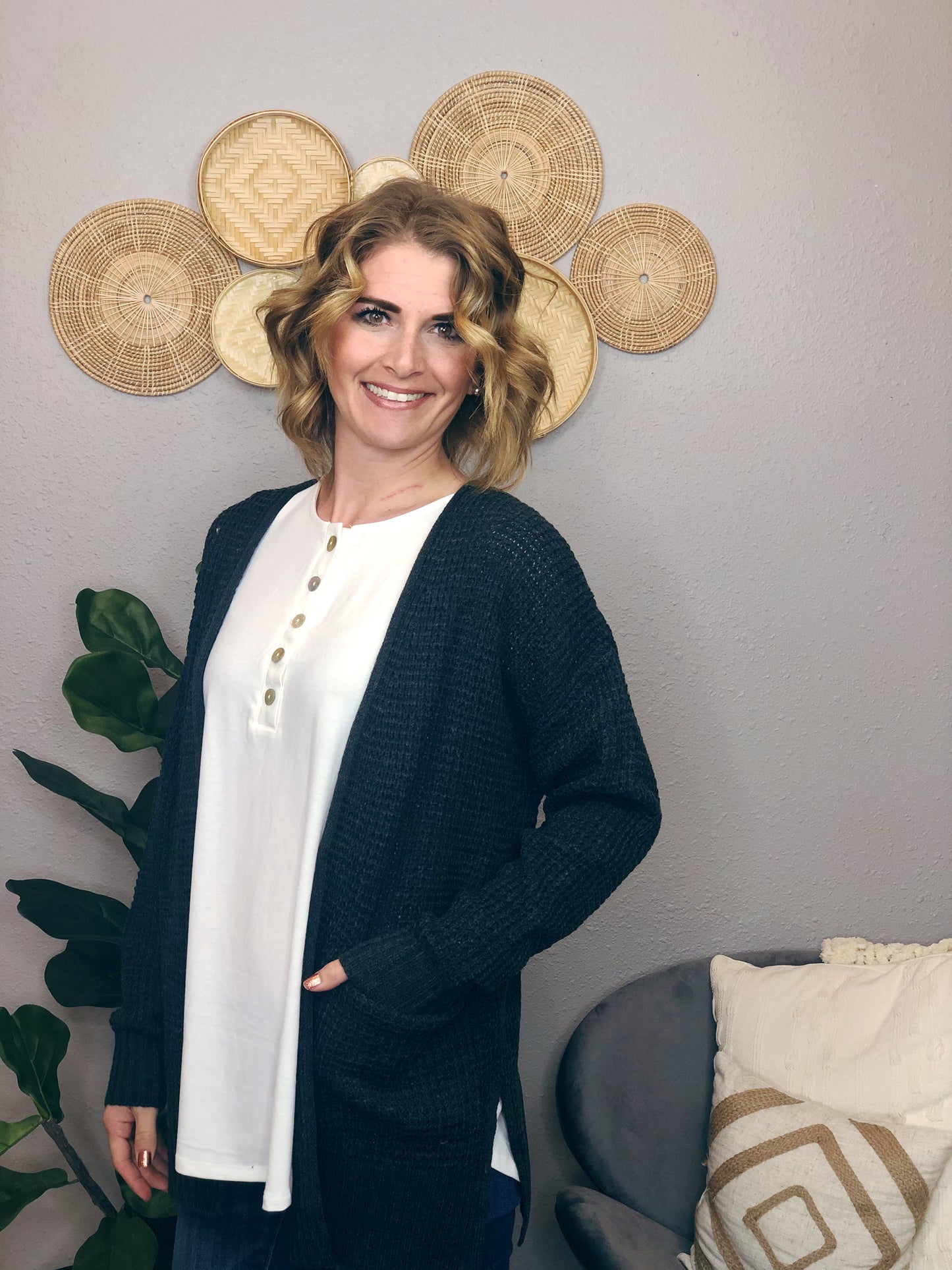 WAFFLE CARDIGAN
