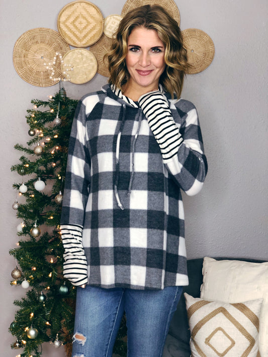 PLAID + STRIPES SWEATER