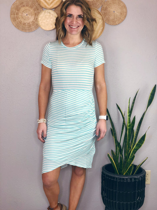RUCHED MIDI DRESS MINT