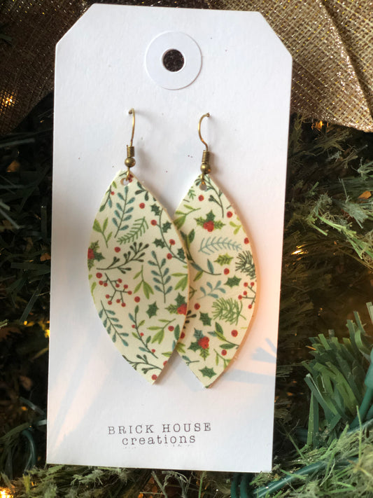 TEARDROP CHRISTMAS LEATHER EARRINGS
