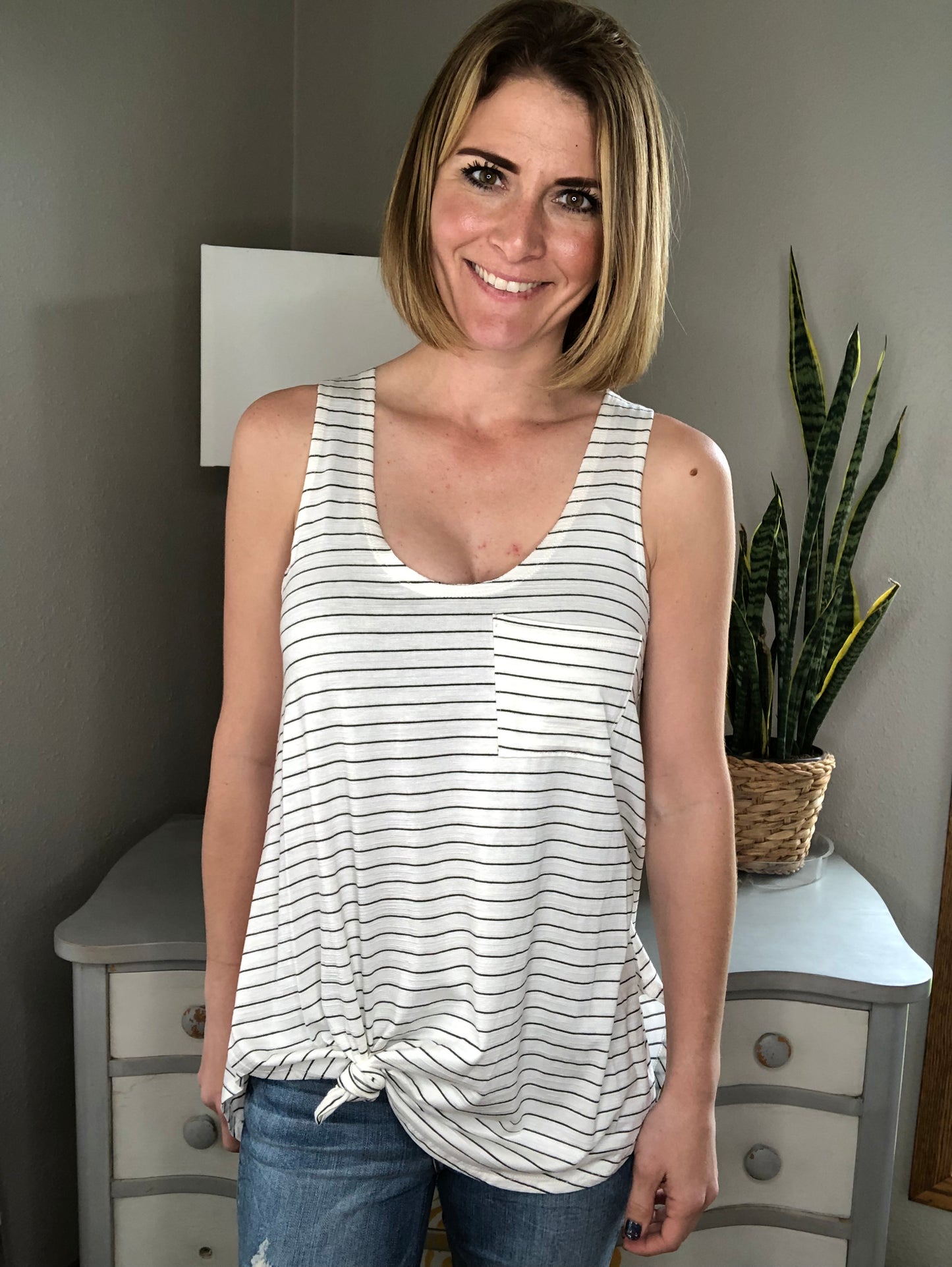 STRIPED POCKET TANK