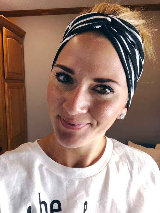 BLACK AND WHITE STRIPE HEADBAND