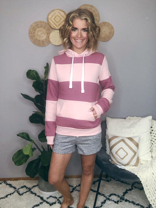 PINK COLORBLOCK HOODIE