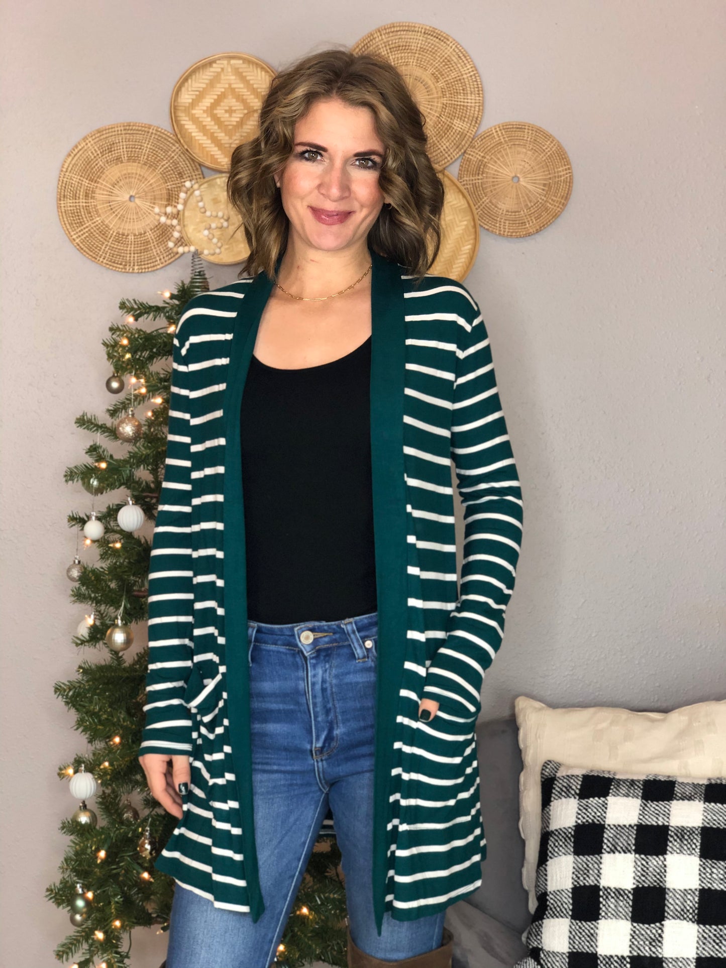 STRIPED POCKET CARDIGAN