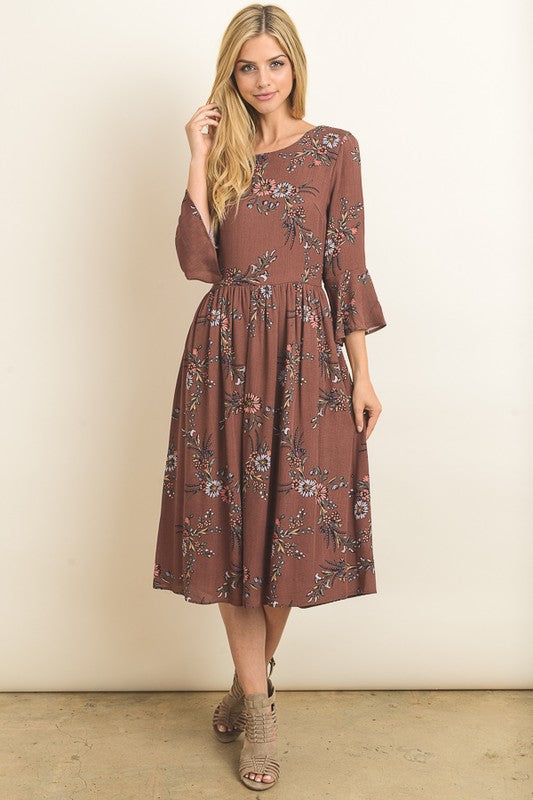 FLORAL PRINT MIDI DRESS