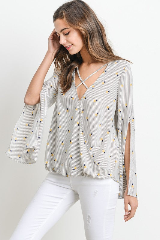 PINEAPPLE SPLIT SLEEVE TOP