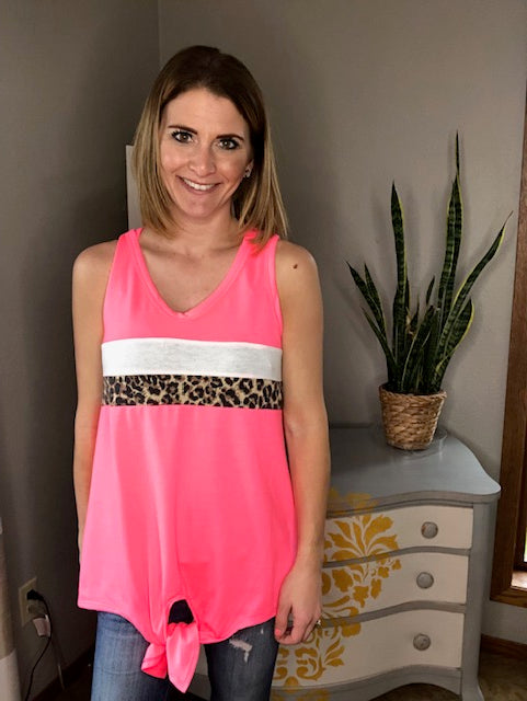 NEON TANK WITH LEOPARD