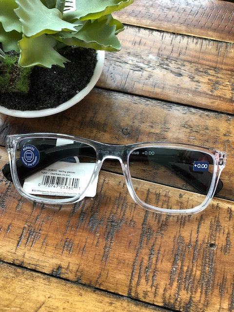CLEAR AND BLACK GLASSES